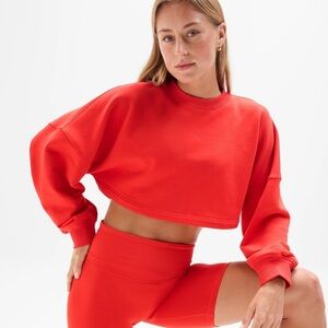 NWT Athleta Super Cropped Dolman Bright Red Sweatshirt